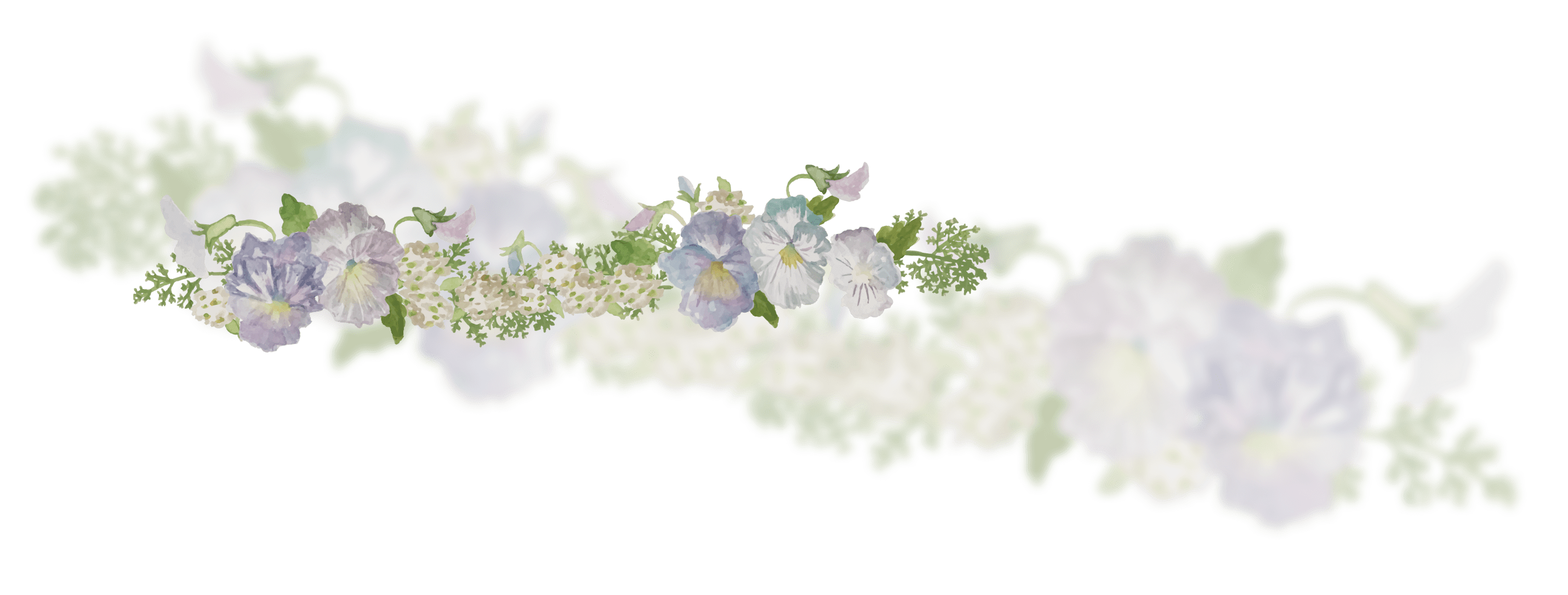 水彩画風の紫と白の花束の画像