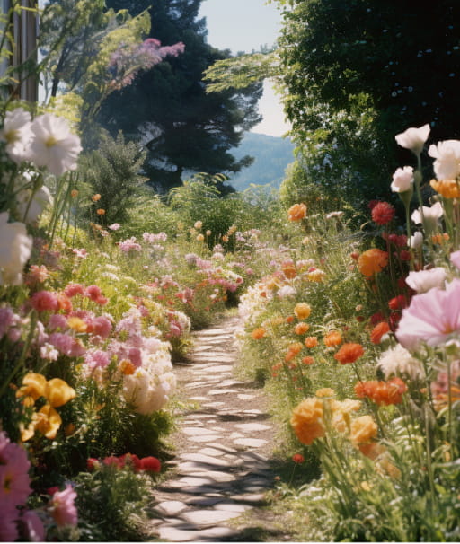 色鮮やかな花の道